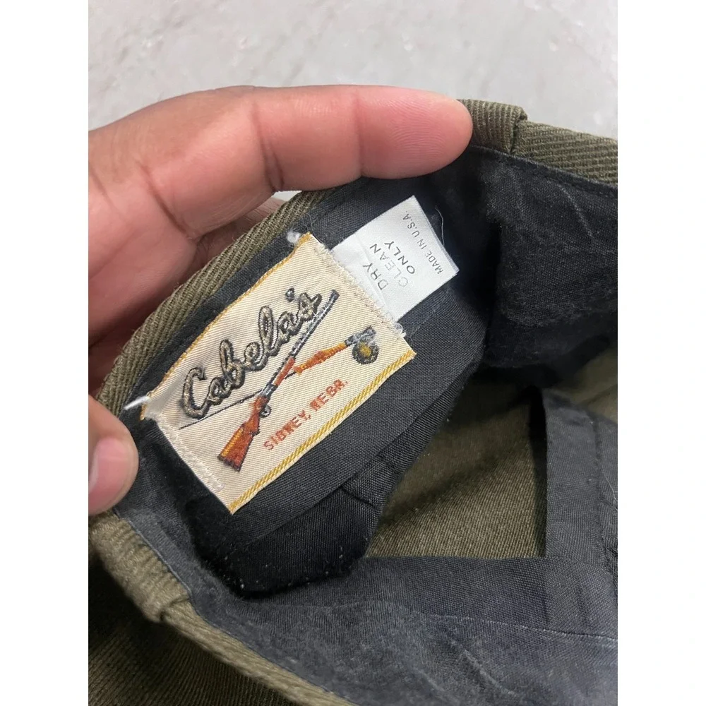 Vintage Cabela's Pants Mens 34W Olive Green Wide Leg Flat‎ Front Outdoor Zip Fly